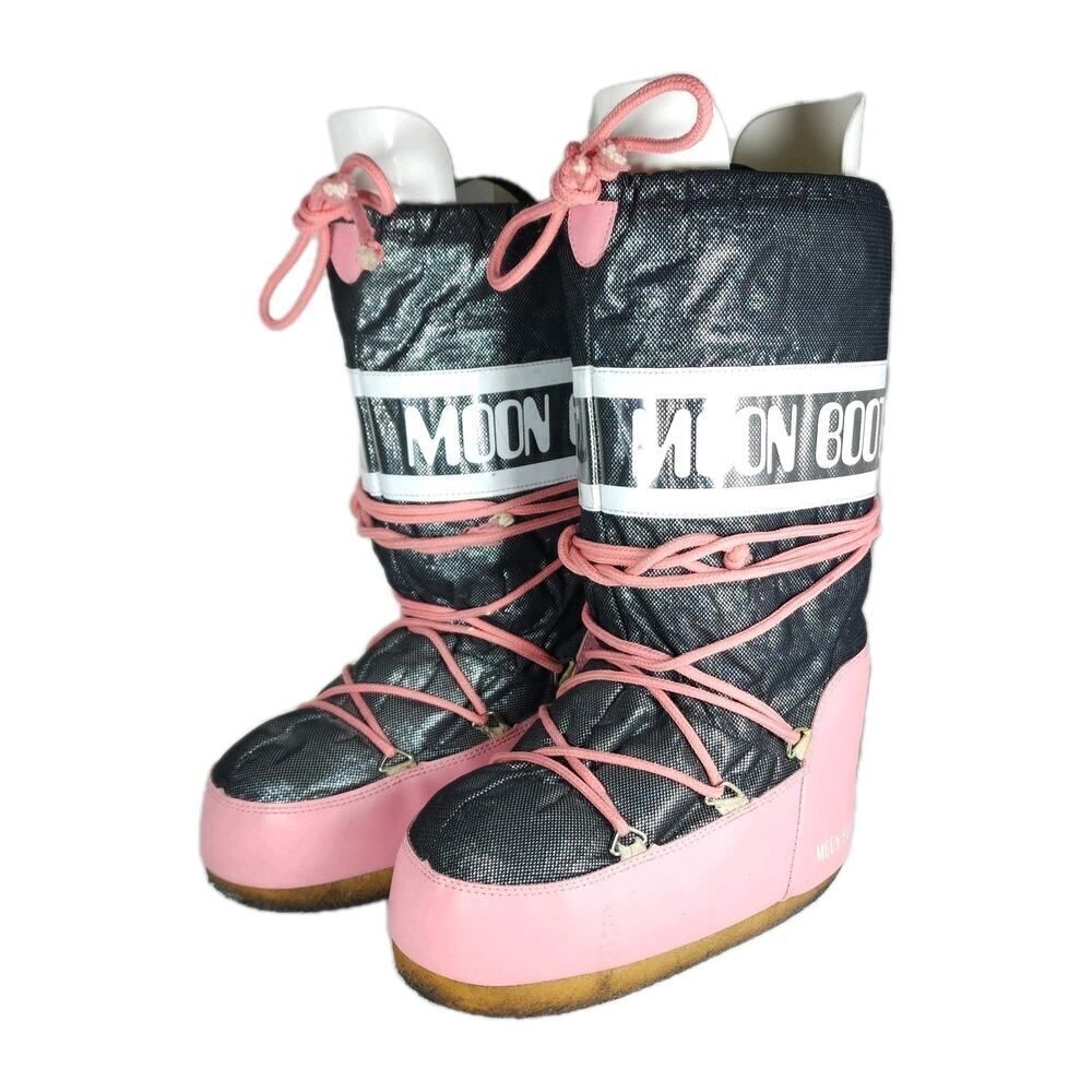 Moon Boot Women's Icon EU 35/38 US 5/7,5 Pink black metalic Tall Ski Snow Boots